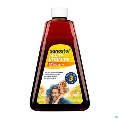 Sie sehen eine Packung Sanostol Multivitamin/saft Ohne Zuckerzusatz 460ml, Produktbild: 03 Sanostol Multivitamin/saft Ohne Zuckerzusatz 460ml, A-Nr.: 3945043 - 03