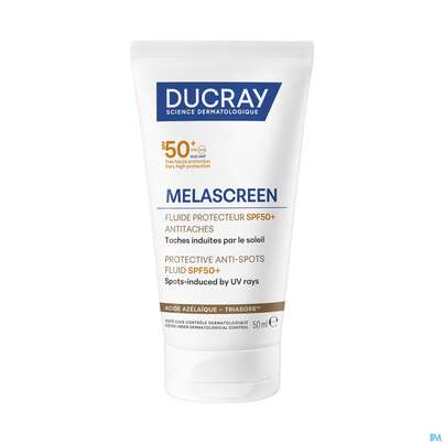 Sie sehen eine Packung Sonnenprodukte Ducray Melascreen Fluid Spf 50+ 50ml, Produktbild: 08 Sonnenprodukte Ducray Melascreen Fluid Spf 50+ 50ml, A-Nr.: 5712426 - 08