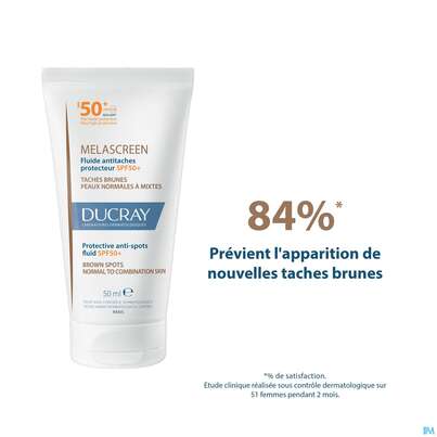 Sie sehen eine Packung Sonnenprodukte Ducray Melascreen Fluid Spf 50+ 50ml, Produktbild: 14 Sonnenprodukte Ducray Melascreen Fluid Spf 50+ 50ml, A-Nr.: 5712426 - 14