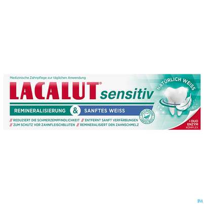 Sie sehen eine Packung Zahncreme Lacalut/sensitiv Remineralisierung Sanftes Weiss 75ml, Produktbild: 02 Zahncreme Lacalut/sensitiv Remineralisierung Sanftes Weiss 75ml, A-Nr.: 5754548 - 02