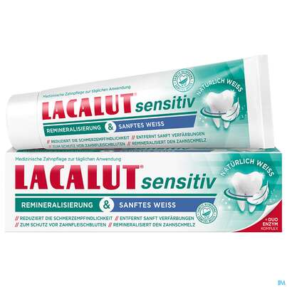 Sie sehen eine Packung Zahncreme Lacalut/sensitiv Remineralisierung Sanftes Weiss 75ml, Produktbild: 06 Zahncreme Lacalut/sensitiv Remineralisierung Sanftes Weiss 75ml, A-Nr.: 5754548 - 06