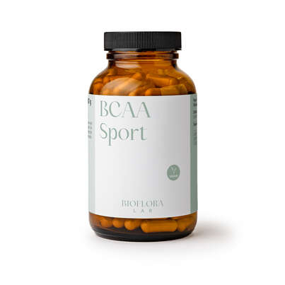 Sie sehen eine Packung Bioflora Lab BCAA Sport Kapseln 160 ST, Produktbild: 01 Bioflora Lab BCAA Sport Kapseln 160 ST, A-Nr.: 5888823 - 01