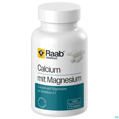 Sie sehen eine Packung Calcium +magnesium Kapseln Raab 75st, Produktbild: 02 Calcium +magnesium Kapseln Raab 75st, A-Nr.: 5996487 - 02