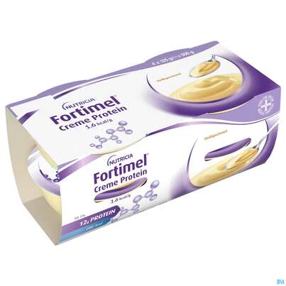 Sie sehen eine Packung Fortimel/creme Protein 125g Vanille Becher 4st, Produktbild: 03 Fortimel/creme Protein 125g Vanille Becher 4st, A-Nr.: 5894657 - 03