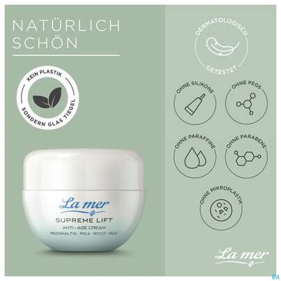 Sie sehen eine Packung La Mer Ohne Parfum Supreme Natural Lift Antiage Creme Reichh. 50ml, Produktbild: 04 La Mer Ohne Parfum Supreme Natural Lift Antiage Creme Reichh. 50ml, A-Nr.: 4917439 - 04