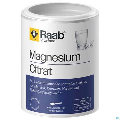 Sie sehen eine Packung Magnesium Citrat Pulver Raab 200g, Produktbild: 02 Magnesium Citrat Pulver Raab 200g, A-Nr.: 5870444 - 02