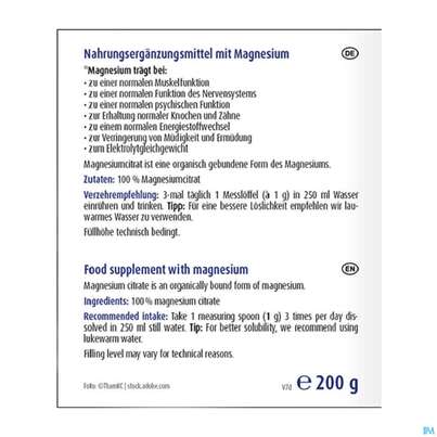 Sie sehen eine Packung Magnesium Citrat Pulver Raab 200g, Produktbild: 04 Magnesium Citrat Pulver Raab 200g, A-Nr.: 5870444 - 04