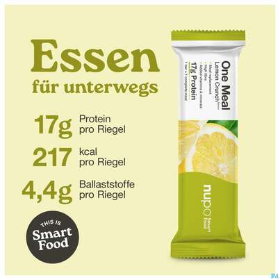Sie sehen eine Packung Nupo Riegel Fuer 1 Mahlzeit One Meal Bar Zitrone +joghurt 97767 60g, Produktbild: 14 Nupo Riegel Fuer 1 Mahlzeit One Meal Bar Zitrone +joghurt 97767 60g, A-Nr.: 5296637 - 14
