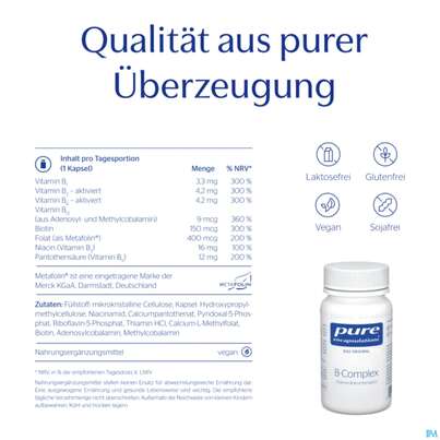 Sie sehen eine Packung Pure Encapsulations Kapseln B-complex Bce3a 30st, Produktbild: 05 Pure Encapsulations Kapseln B-complex Bce3a 30st, A-Nr.: 5907785 - 05