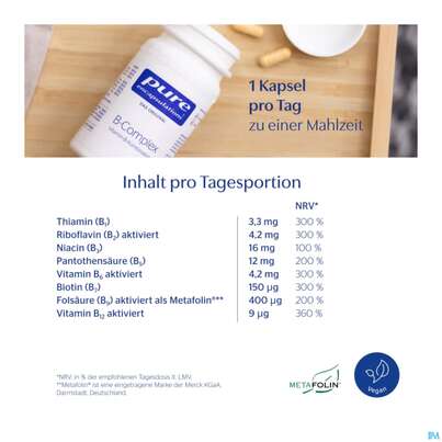Sie sehen eine Packung Pure Encapsulations Kapseln B-complex Bce3a 30st, Produktbild: 09 Pure Encapsulations Kapseln B-complex Bce3a 30st, A-Nr.: 5907785 - 09