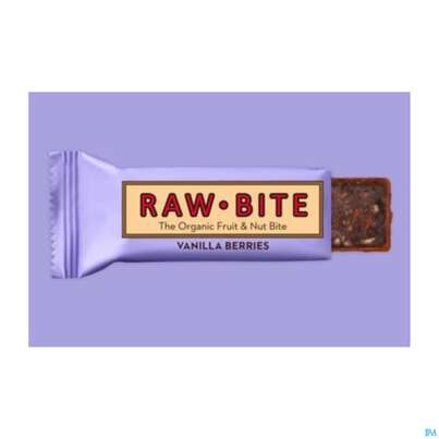 Sie sehen eine Packung Raw Bite Bio Riegel Vanilla Berries 50g, Produktbild: 09 Raw Bite Bio Riegel Vanilla Berries 50g, A-Nr.: 4252661 - 09