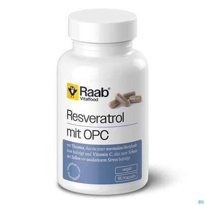 Sie sehen eine Packung Resveratrol Kapseln +opc Raab 90st, Produktbild: 01 Resveratrol Kapseln +opc Raab 90st, A-Nr.: 5871627 - 01