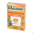 Sie sehen eine Packung Ricola Zuckerfrei Ingwer Orangenminze Box 50g, Produktbild: 01 Ricola Zuckerfrei Ingwer Orangenminze Box 50g, A-Nr.: 5627525 - 01