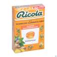 Sie sehen eine Packung Ricola Zuckerfrei Ingwer Orangenminze Box 50g, Produktbild: 02 Ricola Zuckerfrei Ingwer Orangenminze Box 50g, A-Nr.: 5627525 - 02