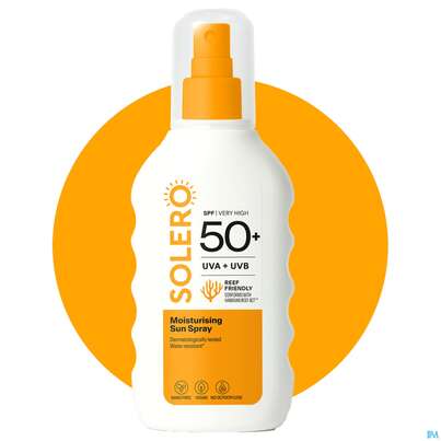 Sie sehen eine Packung Sonnenprodukte Solero Spray/feuchtigkeit- Spendend Spf50+ 200ml, Produktbild: 03 Sonnenprodukte Solero Spray/feuchtigkeit- Spendend Spf50+ 200ml, A-Nr.: 5917430 - 03