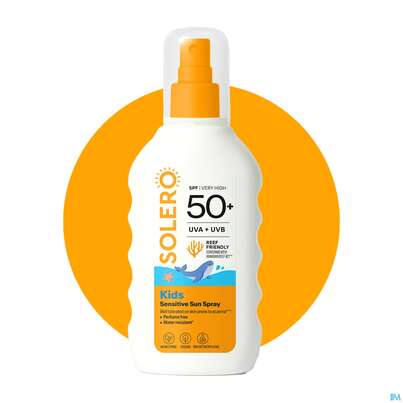 Sie sehen eine Packung Sonnenprodukte Solero Spray/kids/sensitiv Spf50+ 200ml, Produktbild: 04 Sonnenprodukte Solero Spray/kids/sensitiv Spf50+ 200ml, A-Nr.: 5917447 - 04