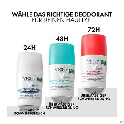 Sie sehen eine Packung Vichy Deodorant Stress Resist 72h 30ml, Produktbild: 06 Vichy Deodorant Stress Resist 72h 30ml, A-Nr.: 3423764 - 06