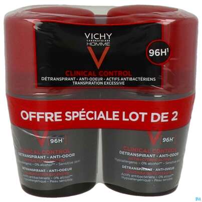 Sie sehen eine Packung Vichy Homme Deo/roll-on Anti-transpirant 96h 2x50 100ml, Produktbild: 02 Vichy Homme Deo/roll-on Anti-transpirant 96h 2x50 100ml, A-Nr.: 5671408 - 02
