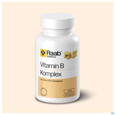 Sie sehen eine Packung Vitamin B-komplex/kapseln Raab 90st, Produktbild: 03 Vitamin B-komplex/kapseln Raab 90st, A-Nr.: 5871797 - 03