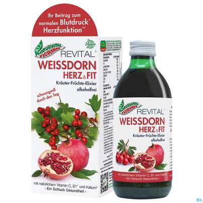 Sie sehen eine Packung Weissdorn Herz+fit Granatapfel Revital Alkoholfrei Kraeuter Fruechte 330ml, Produktbild: 01 Weissdorn Herz+fit Granatapfel Revital Alkoholfrei Kraeuter Fruechte 330ml, A-Nr.: 3725790 - 01