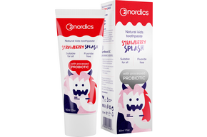 Nordics Probiotische Zahnpasta Kids Strawberry Splash ohne Flourid, A-Nr.: 5666933 - 01
