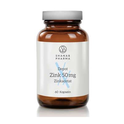 Sie sehen eine Packung Shanab Zink 50 mg Kapseln, Produktbild: 01 Shanab Zink 50 mg Kapseln, A-Nr.: 5387392 - 01