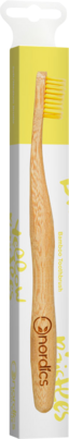 Sie sehen eine Packung Nordics Öko Zahnbürste Bambus mit gelben Borsten, Produktbild: 02 Nordics Öko Zahnbürste Bambus mit gelben Borsten, A-Nr.: 5332014 - 02