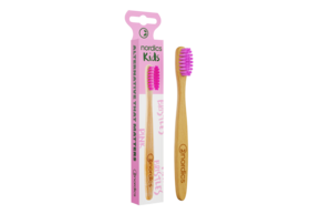 Nordics Öko Zahnbürste Kids Bambus mit pinken Borsten, A-Nr.: 5332037 - 01