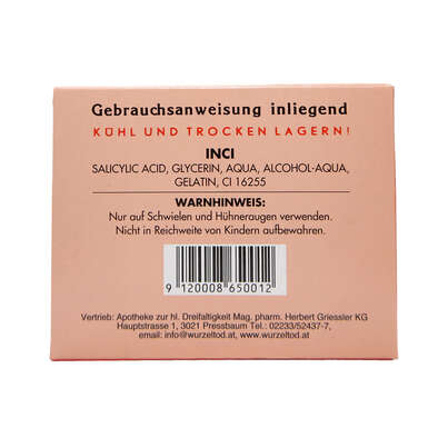 Sie sehen eine Packung Wurzeltod Hühneraugenpflaster, Produktbild: 02 Wurzeltod Hühneraugenpflaster, A-Nr.: 5034794 - 02