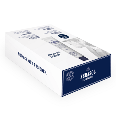 Sie sehen eine Packung Xerasol Rasiercreme im 10er Aufsteller, Produktbild: 02 Xerasol Rasiercreme im 10er Aufsteller, A-Nr.: 4855684 - 02