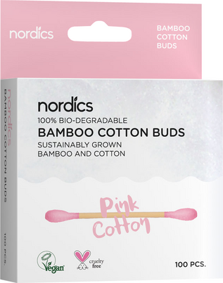 Sie sehen eine Packung Nordics Bio Kosmetikstächen Bambus Pink, Produktbild: 02 Nordics Bio Kosmetikstächen Bambus Pink, A-Nr.: 5332184 - 02