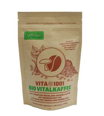 Sie sehen eine Packung VITA1001 - Bio Vitalkaffee (PREMIUM REISHI-Kaffee) | 250g, Produktbild: 01 VITA1001 - Bio Vitalkaffee (PREMIUM REISHI-Kaffee) | 250g, A-Nr.: 4041786 - 01