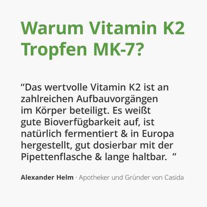 Sie sehen eine Packung Casida Vitamin K2 Tropfen MK-7, Produktbild: 02 Casida Vitamin K2 Tropfen MK-7, A-Nr.: 5339045 - 02