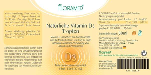 Floramed Vitamin D3 Tropfen natürlich, A-Nr.: 5106720 - 01