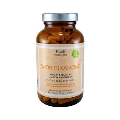 Sie sehen eine Packung SportsKanone - Vitamin B Komplex mit Calcium und Magnesium, Produktbild: 01 SportsKanone - Vitamin B Komplex mit Calcium und Magnesium, A-Nr.: 5779229 - 01