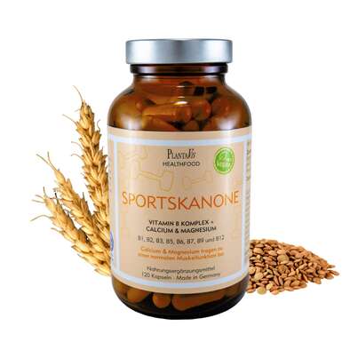 Sie sehen eine Packung SportsKanone - Vitamin B Komplex mit Calcium und Magnesium, Produktbild: 02 SportsKanone - Vitamin B Komplex mit Calcium und Magnesium, A-Nr.: 5779229 - 02