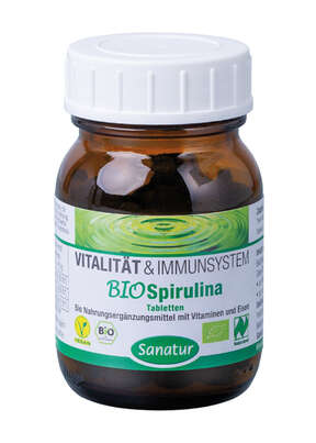 Sie sehen eine Packung Sanatur Spirulina Tabletten BIO 400mg, Produktbild: 02 Sanatur Spirulina Tabletten BIO 400mg, A-Nr.: 4258184 - 02