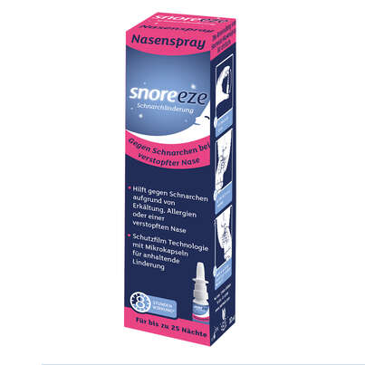 Sie sehen eine Packung Snoreeze Nasenspray, Produktbild: 01 Snoreeze Nasenspray, A-Nr.: 3244501 - 01