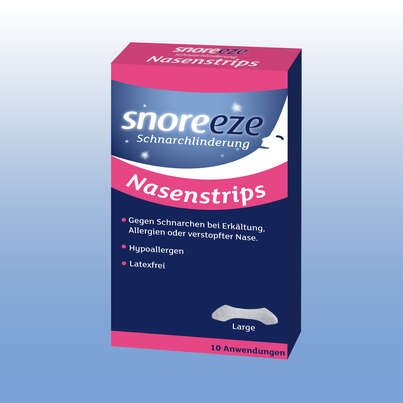 Sie sehen eine Packung Snoreeze Nasenstrips Large, Produktbild: 03 Snoreeze Nasenstrips Large, A-Nr.: 4840926 - 03
