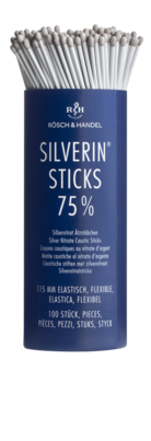 Sie sehen eine Packung SILBERNITRAT Ätzstäbchen 75% 100x115mm elastisch, Produktbild: 01 SILBERNITRAT Ätzstäbchen 75% 100x115mm elastisch, A-Nr.: 5212540 - 01