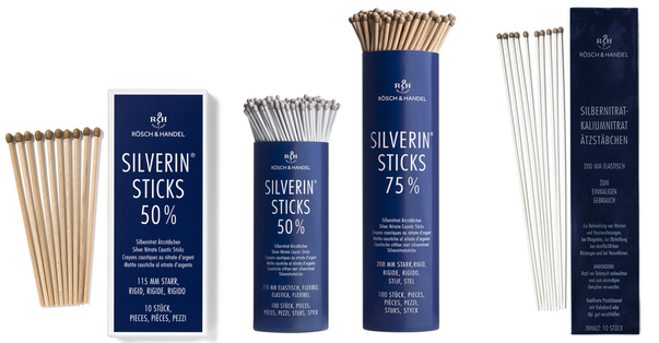 Sie sehen eine Packung SILBERNITRAT Ätzstäbchen 50% 100x115mm elastisch, Produktbild: 03 SILBERNITRAT Ätzstäbchen 50% 100x115mm elastisch, A-Nr.: 5212511 - 03