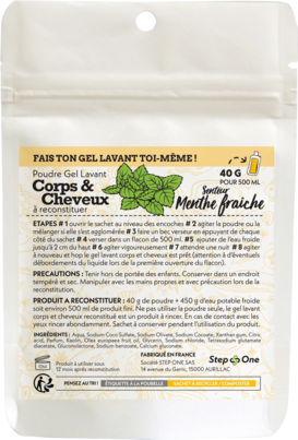 Sie sehen eine Packung 2in1 Shampoo & Duschgel Pulver Frische Minze StepOne, Produktbild: 01 2in1 Shampoo & Duschgel Pulver Frische Minze StepOne, A-Nr.: 5454303 - 01