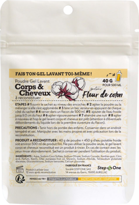 Sie sehen eine Packung 2in1 Shampoo & Duschgel Pulver Baumwollblüten StepOne, Produktbild: 01 2in1 Shampoo & Duschgel Pulver Baumwollblüten StepOne, A-Nr.: 5668464 - 01