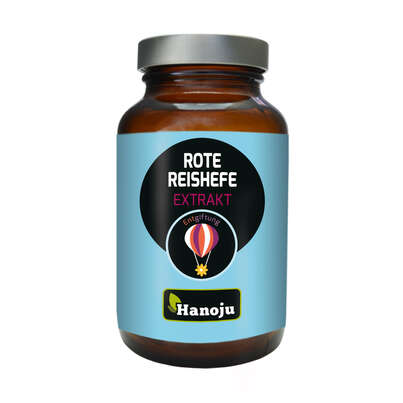 Sie sehen eine Packung Hanoju Rote Reishefe Extrakt Kapseln 240mg, Produktbild: 01 Hanoju Rote Reishefe Extrakt Kapseln 240mg, A-Nr.: 4256021 - 01
