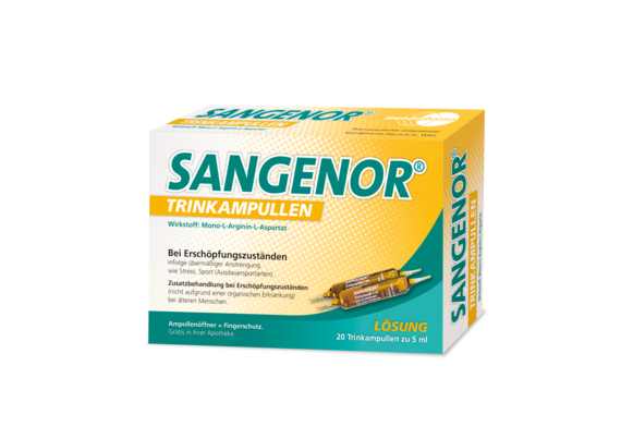 Sie sehen eine Packung Sangenor® Trinkampullen 20 Stück, Produktbild: 01 Sangenor® Trinkampullen 20 Stück, A-Nr.: 1339077 - 01