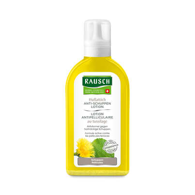 Sie sehen eine Packung RAUSCH Huflattich ANTI-SCHUPPEN LOTION, Produktbild: 01 RAUSCH Huflattich ANTI-SCHUPPEN LOTION, A-Nr.: 2155505 - 01