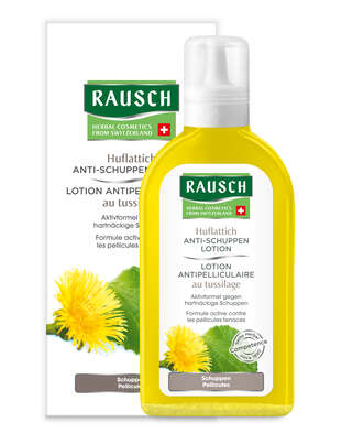 Sie sehen eine Packung RAUSCH Huflattich ANTI-SCHUPPEN LOTION, Produktbild: 02 RAUSCH Huflattich ANTI-SCHUPPEN LOTION, A-Nr.: 2155505 - 02