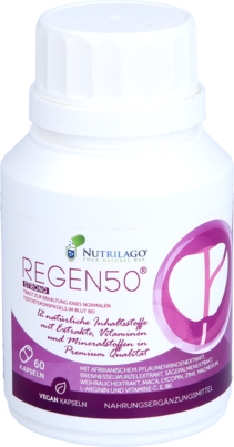 Sie sehen eine Packung REGEN50 STRONG NUTRILAGO KAPSELN ( 60 ST), Produktbild: 03 REGEN50 STRONG NUTRILAGO KAPSELN ( 60 ST), A-Nr.: 5814747 - 03