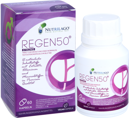 Sie sehen eine Packung REGEN50 STRONG NUTRILAGO KAPSELN ( 60 ST), Produktbild: 04 REGEN50 STRONG NUTRILAGO KAPSELN ( 60 ST), A-Nr.: 5814747 - 04