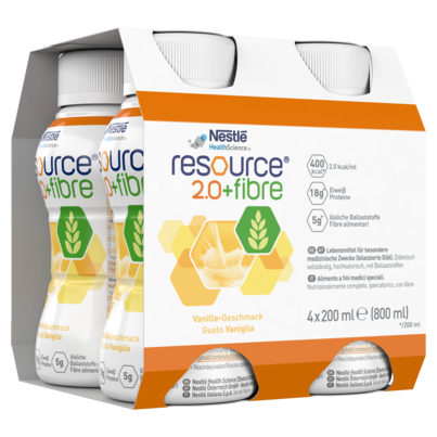 Sie sehen eine Packung Resource® 2.0+fibre Aprikose 4x200ml, Produktbild: 02 Resource® 2.0+fibre Aprikose 4x200ml, A-Nr.: 3588620 - 02
